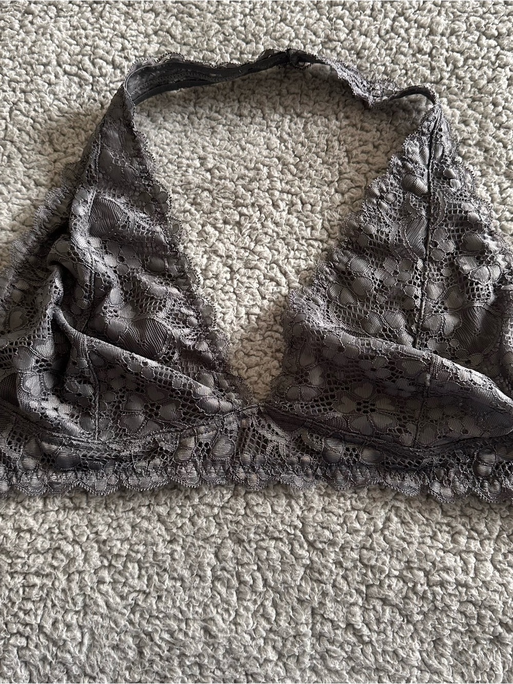 Free People Lace Halter Bralette - Charcoal Gray